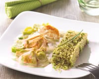 Poulet et poireaux sauce moutarde, quinoa aux herbes