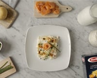 Lasagne au saumon et petits pois