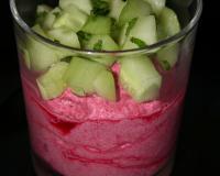 Verrine fraîche de betterave et concombre.