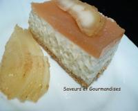 Cheesecake aux fromages et poires : un appareil très crémeux et un coulis de poires bien parfumé, se mariant comme il faut avec les fromages.Un dessert…
