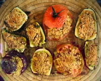 Petits légumes farcis au poulet et citron confit