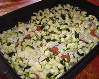 Pavés de saumon avec ses courgettes et sa sauce moutarde à l'ancienne