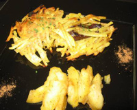 Galette de pomme de terre - boudin noir et compote caramélisée