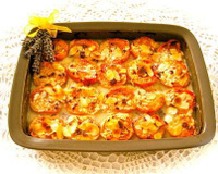 Gratin d'abricots aux amandes et fleurs de lavande