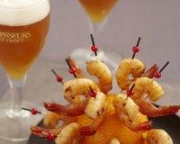 Gambas juste revenues dans une sauce soja et zeste d'orange