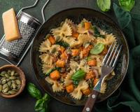 Le combo des farfalle et du potimarron encore fondant = une recette pleine de saveurs.
