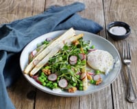 Salade d'asperges des Sables des Landes IGP et son œuf poché