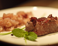 Sanglier et sa compotée mi-poire mi-navet à la bière