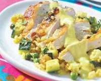 Pintade marinée au lait de coco et légumes fondants