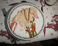 Nage de homard, sauce asperges et corail de homard...un délice.