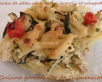 Gratin de pâtes au boursin, brocolis et courgettes