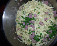 Tagliatelles aux petits pois et jambon
