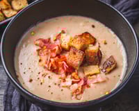 Je prépare cette soupe ardéchoise châtaignes et lard fumé d’antan et c’est toujours un succès