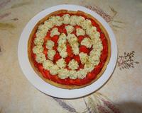 Pâte sablé, fraises et crème à la pistache.