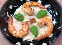 Crevettes sautées au basilic et au panais
