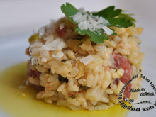 Risotto aux merguez, chou rave et haricots jaunes