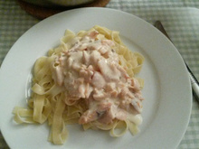 Tagliatelles au saumon et boursin
