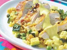 Pintade marinée au lait de coco et légumes fondants