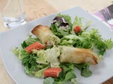 Nems de courgettes au Coraya saumon fumé