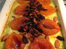 Gratin d'abricots secs à la pistache