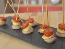 Brochettes de chorizo, boudin et banane