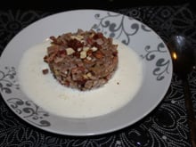 Timbale de crozets à la chataîgne et son espuma de reblochon