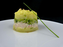 Parmentier de saumon, poireauxau boursin poivre