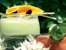 Truite du Pays Basque, risotto d'asperges vertes et capuccino de petits pois du Lot-et-Garonne