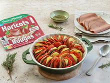 Tian de légumes aux tranches végé haricots rouges saveur barbecue
