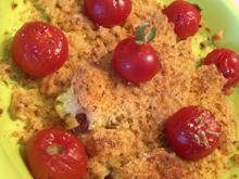 Crumble Cœur au poisson et tomates cerises