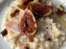 Risotto fourme d'ambert figues et lard