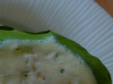 Flan de poisson en barquette de feuilles de bananier