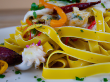 Tagliatelles de la mer aux poivrons