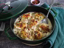 Poulet mijoté à la crème de parmesan et jambon de Parme