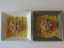 Boulgour aux allumettes natures et champignons de Paris