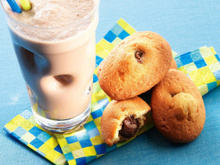 Madeleines cœur noisette et milkshake au chocolat