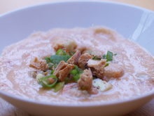 Gaspacho de tomates plein champ et tartare de tomates
