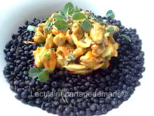 Moules lait de coco et lentilles beluga
