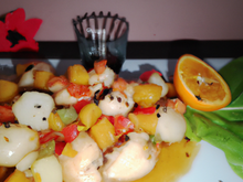 Poulet mariné manzana et litchis