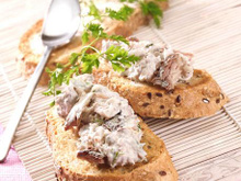 Toasts de rillettes de filets de sardines citron basilic