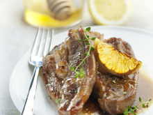 Tendrons de veau marinés au citron, miel et thym