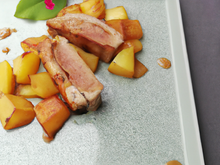Foie de porc déglacé au Cognac et écrasé de pommes de terre