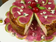 Cheesecake au Roquefort Papillon, Brousse et Carpaccio de Radis Red Meat