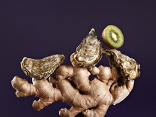 Huîtres, kiwi, gingembre et lait de coco