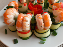 Petits roulés de langoustines et légumes