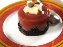 Fondant chocolat, poires et fraises