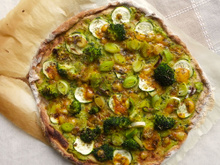 Pizza verte semi complète à la crème de courgettes