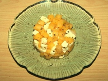 Tartare de melon, mozzarella et basilic