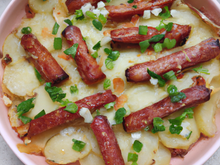 Gratin de poireaux et saucisses