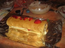 Roulé au mascarpone et aux fraises